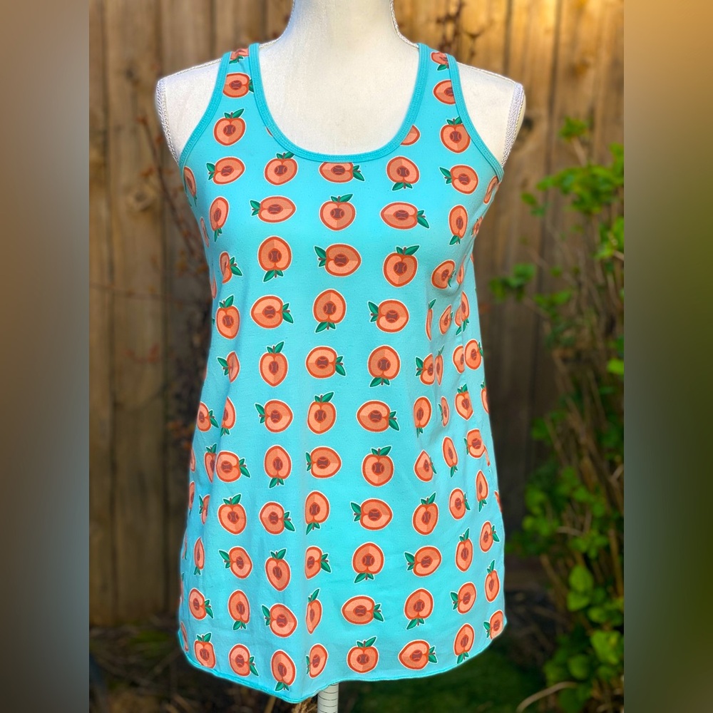 Peach 🍑 Pit Racer Back Tank Top Shirt Print Summer
